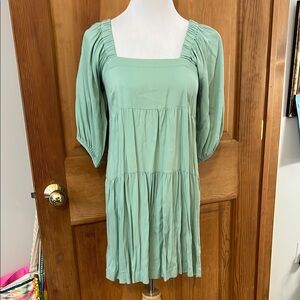 Mint Green Square Neck Dress